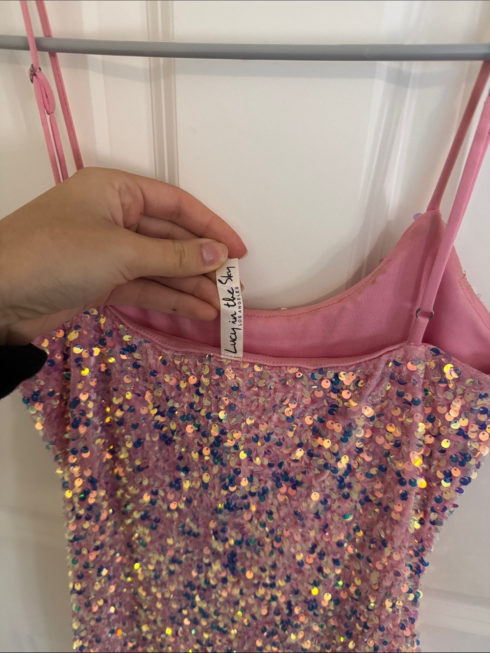 Lucy in the Sky Pink Sequin Mini Dress - Picture 3 of 5